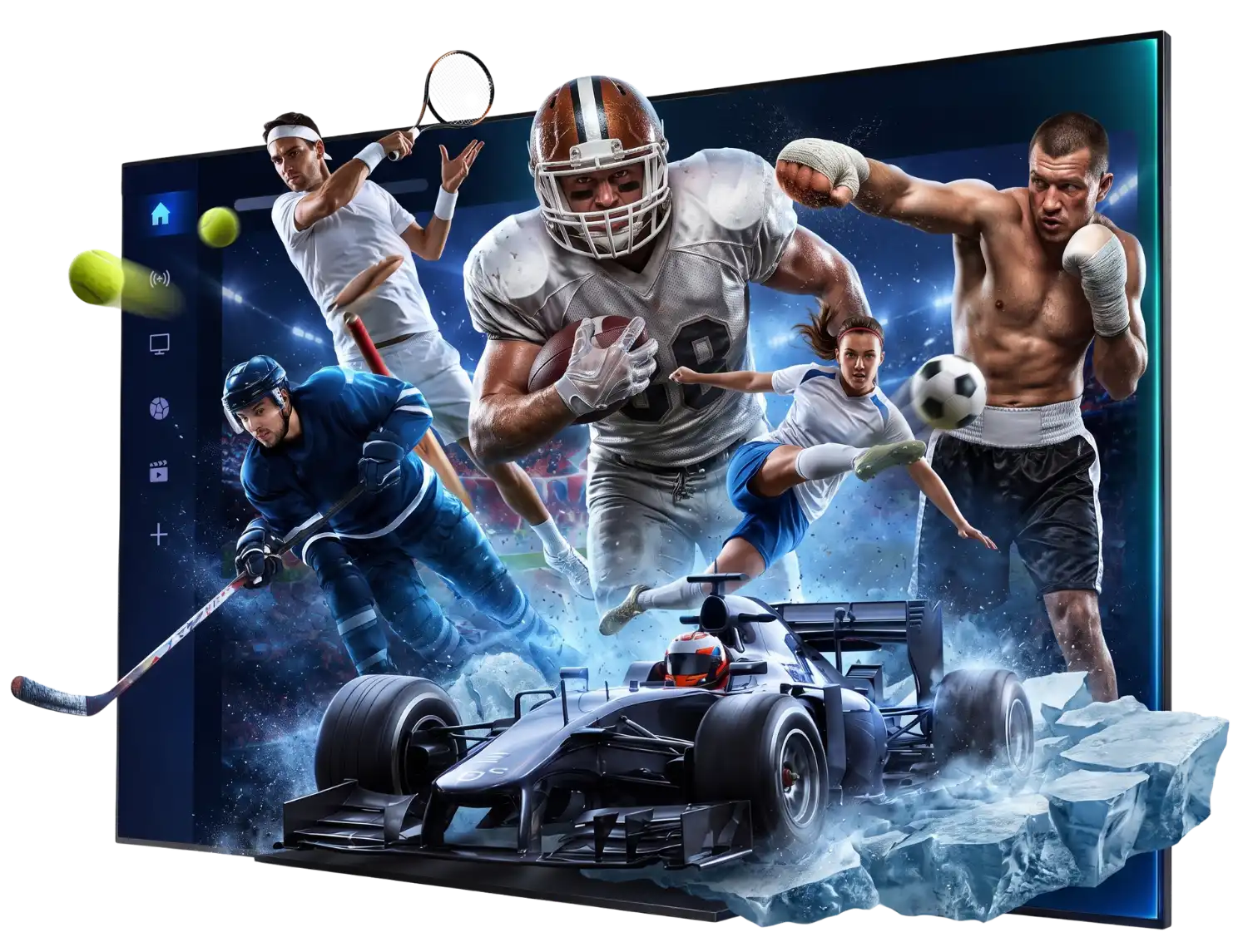 ip tv subscription playing live sport in 4K on a television